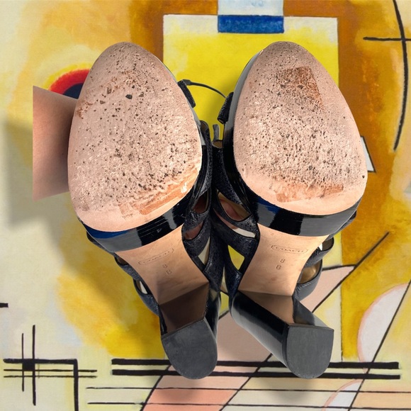 Coach Moreen Heels Black Platform Leather Women Shoes Size 8 B - Picture 9 of 17